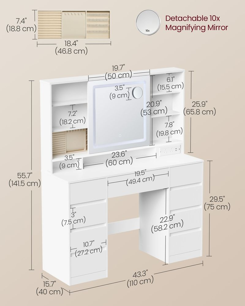 Modern Dressing Table with LED Mirror