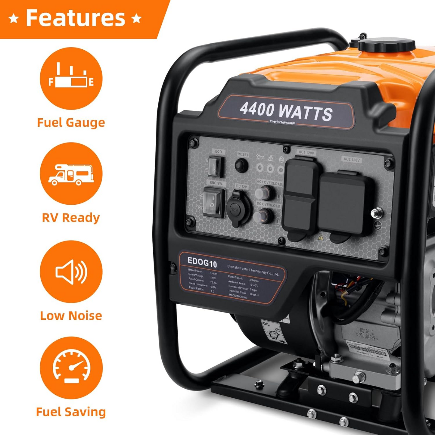 4400W Portable Inverter Generator Gas Powered