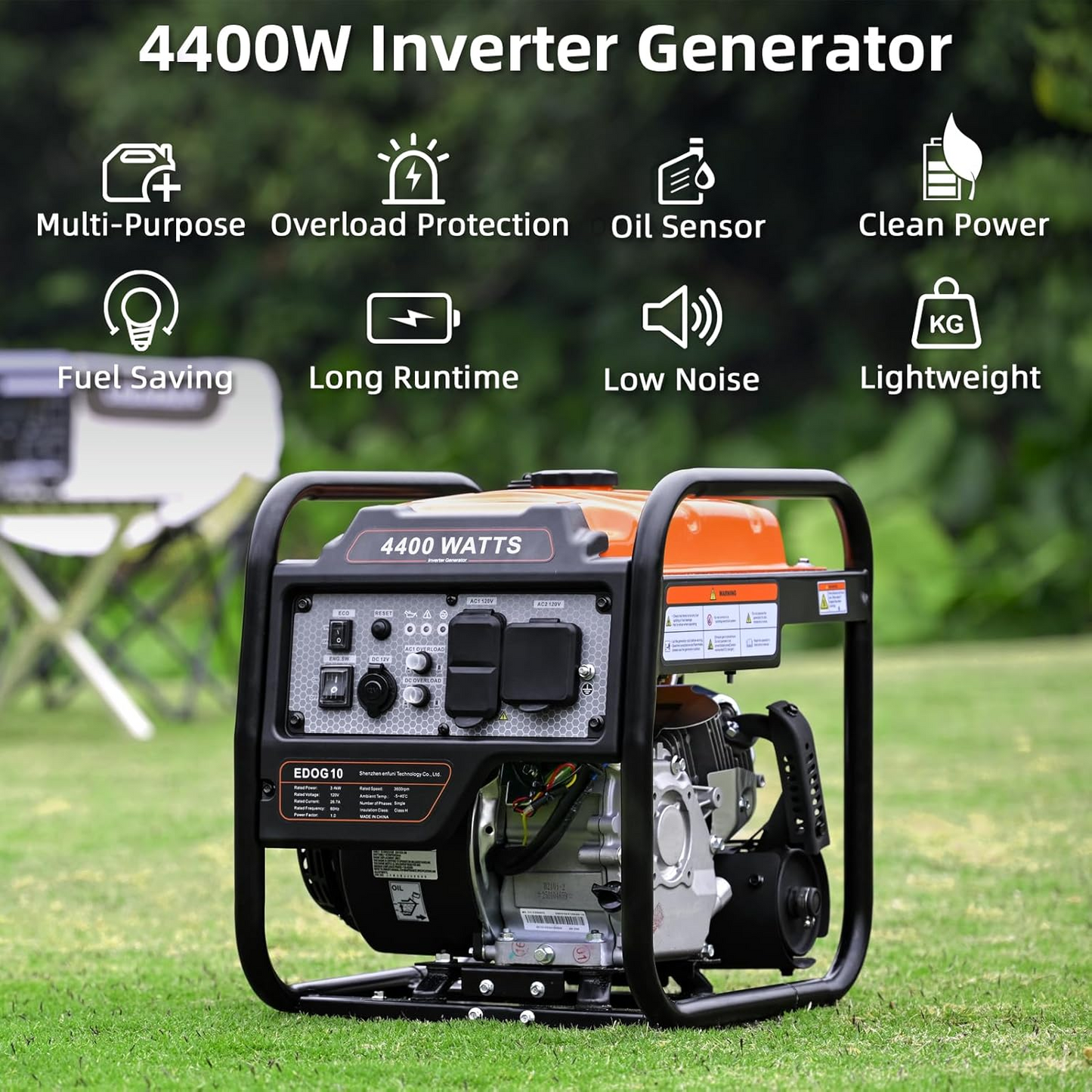 4400W Portable Inverter Generator Gas Powered