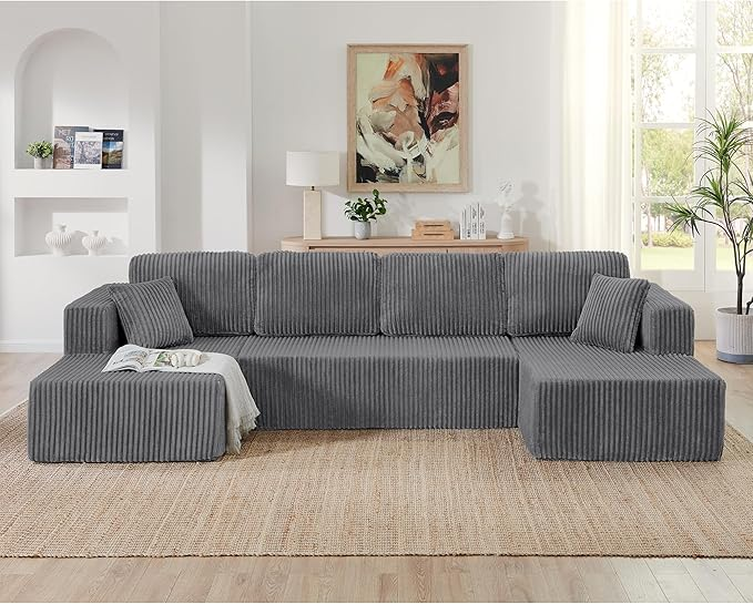 U-Shape Modular Corduroy Sectional Sofa