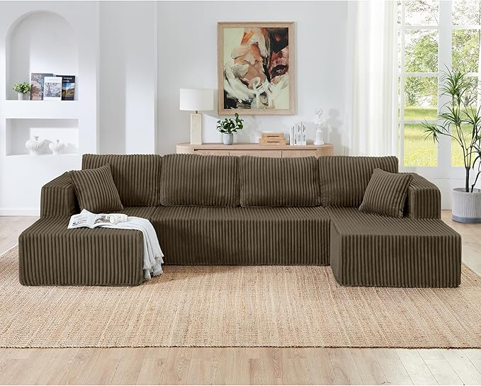 U-Shape Modular Corduroy Sectional Sofa