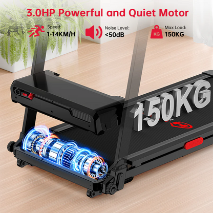 Folding Treadmill Q8 Pro, 1-14KM/H, 20% Auto Incline and Touch Control