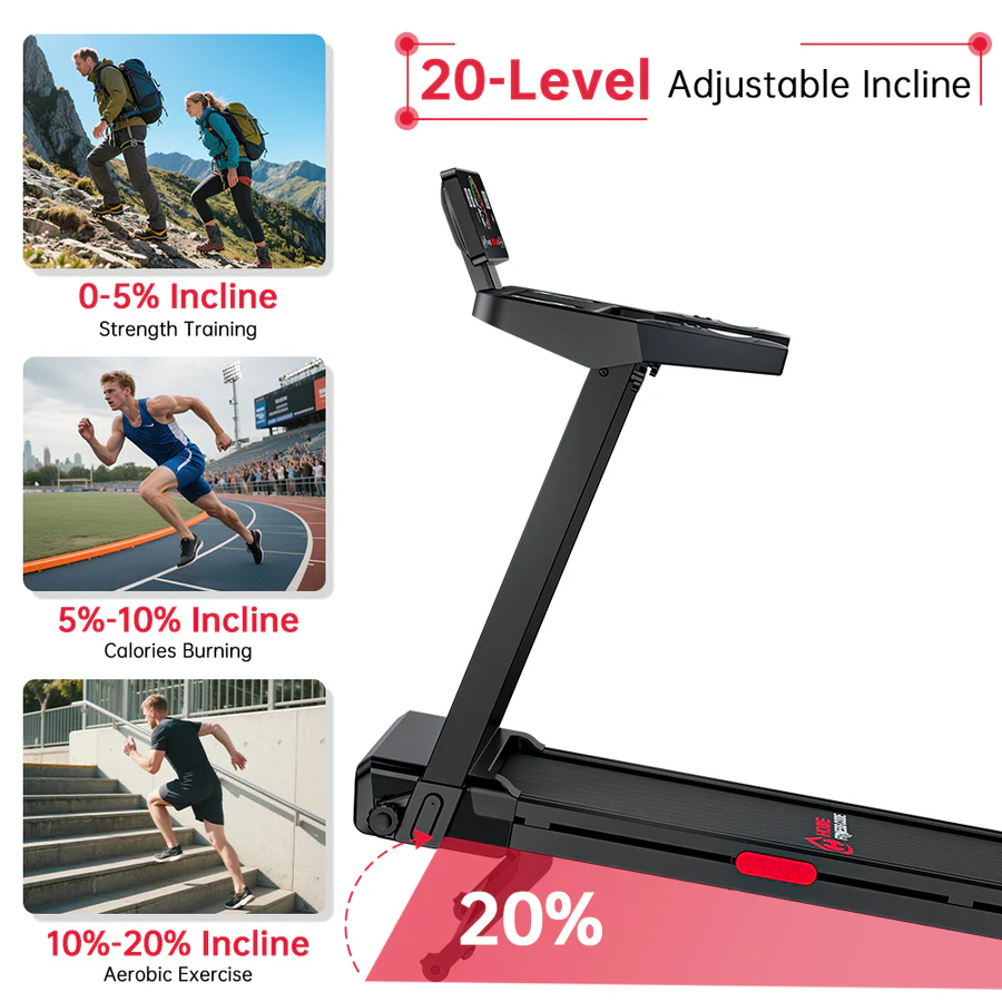 Folding Treadmill Q8 Pro, 1-14KM/H, 20% Auto Incline and Touch Control