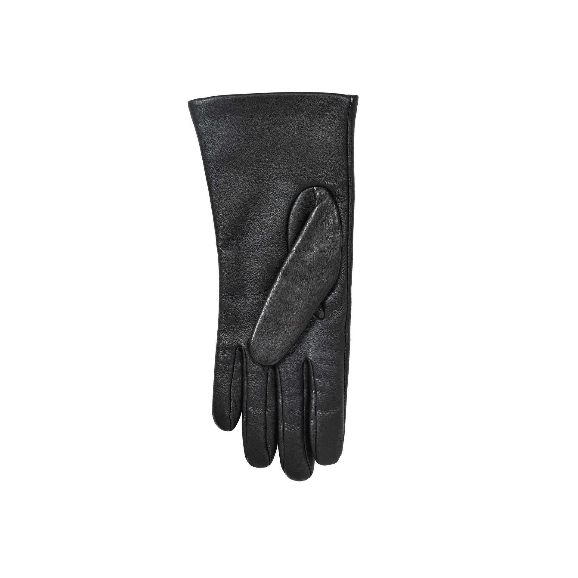 Black Women’s Leather Gloves with Touchscreen Capability and Cashmere Lining