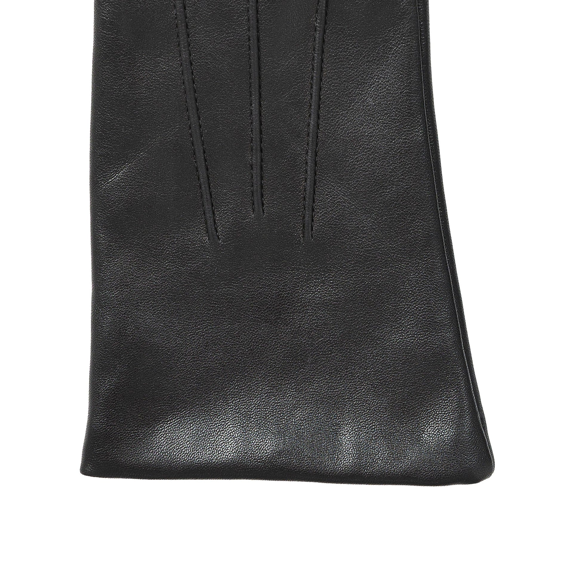 Black Women’s Leather Gloves with Touchscreen Capability and Cashmere Lining