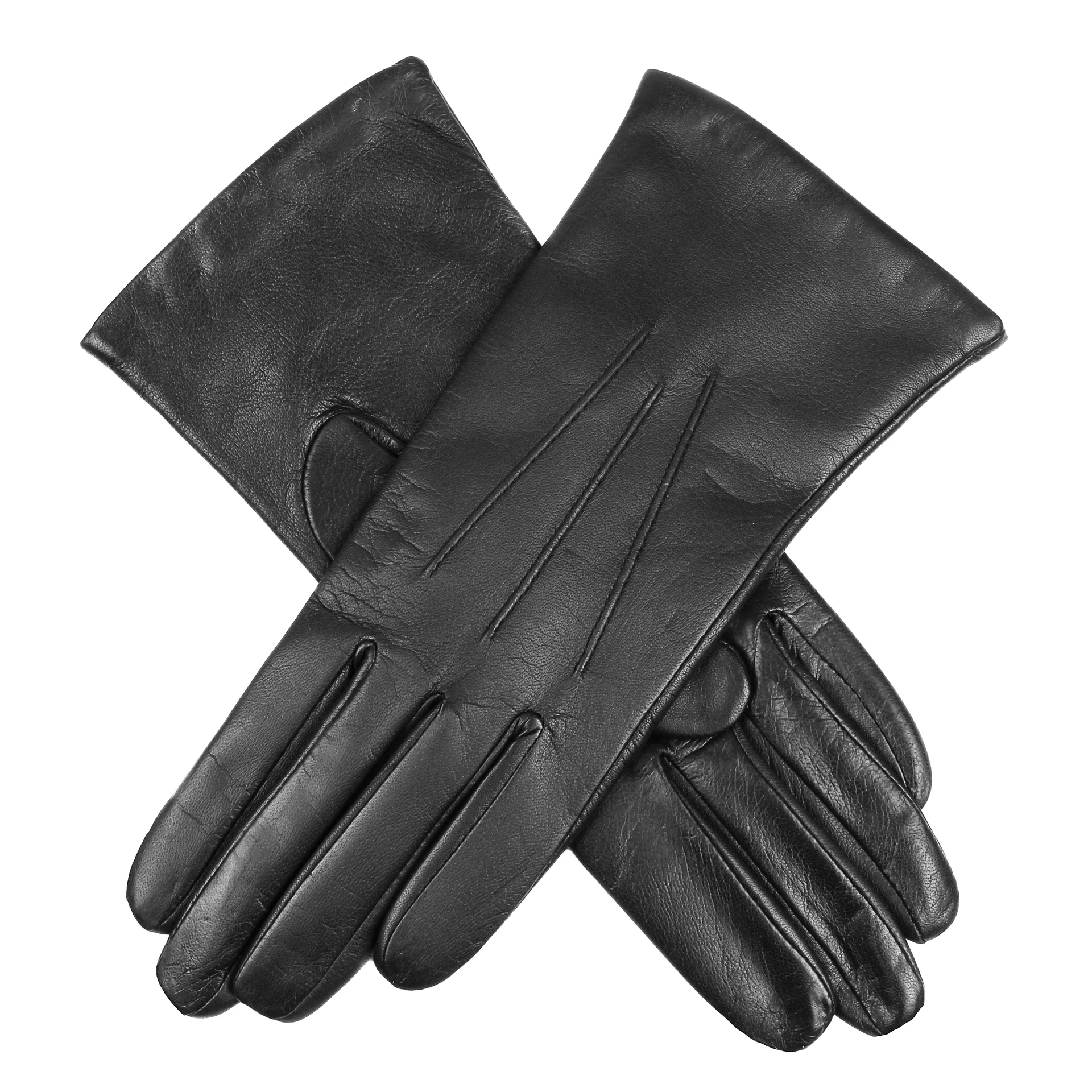 Black Women’s Leather Gloves with Touchscreen Capability and Cashmere Lining