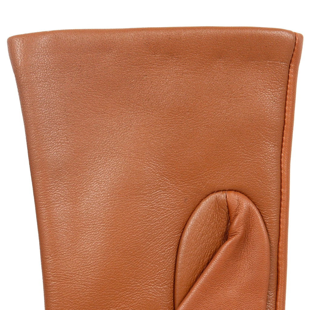 Women’s Touchscreen Leather Gloves with Cashmere Lining – Orange Accent