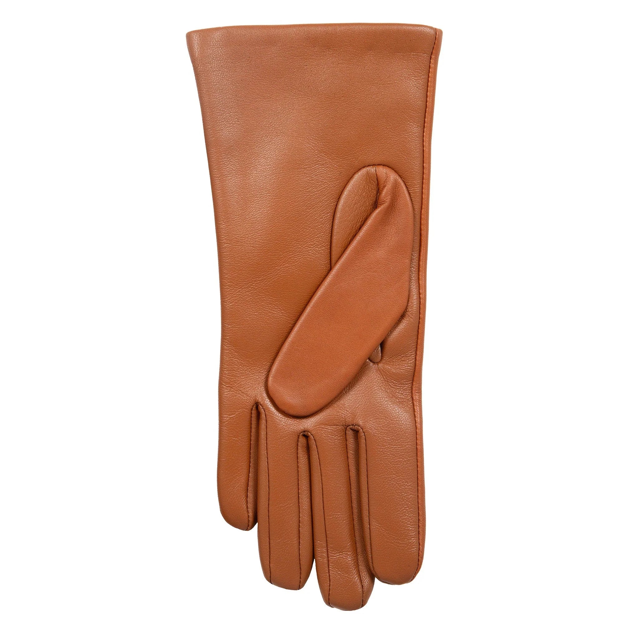 Women’s Touchscreen Leather Gloves with Cashmere Lining – Orange Accent