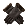 Women’s Touchscreen Leather Gloves with Zip – Maroon